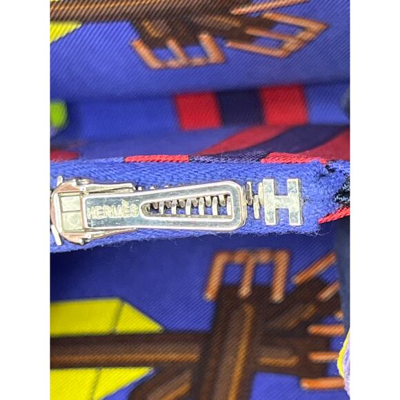 Hermès Silk-In Long Zip Wallet Red Epsom Leather Belt Strap Print Luxury Silk - Picture 4 of 16